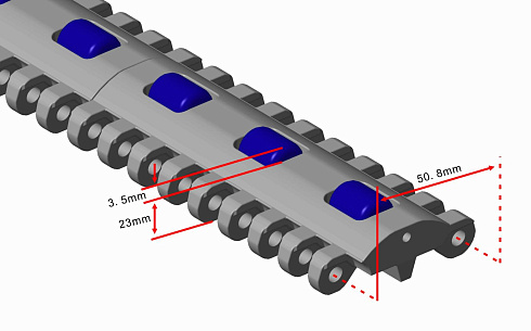 Модульная лента HS-100A-HD-N-C (Аналог Intralox Series 800 Roller Top)
