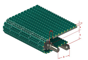 Модульная лента HS-2500B (Аналог Habasit M2533 Flush Grid)