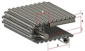 Модульная лента HS-2400B-2.2 (Аналог Intralox Series 2400 Radius Fiush Grid (2.2)